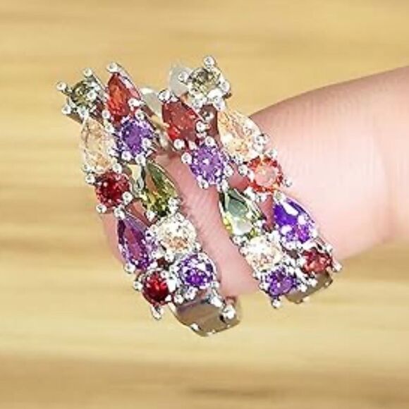 Jewelry - 💛 925 Plated Multi Coloured Stone Earrings